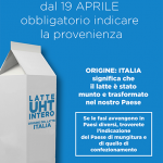 Latte: origine obbligatoria in etichetta